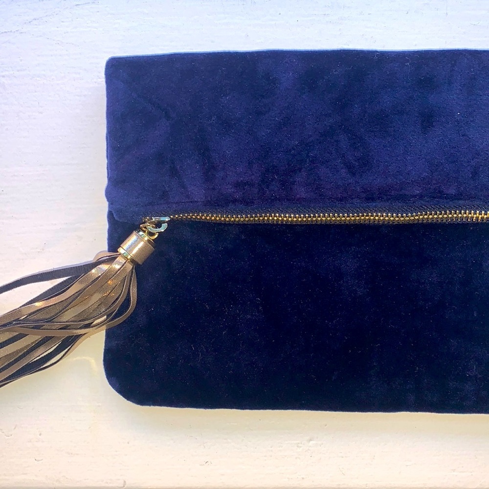 Velvet Clutch with Tassels